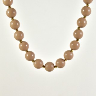 COLLIER PELRES RONDES BEIGES ET GOLD ACIER INOXYDABLE GOLD PETIT PRIX