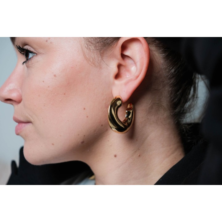 BOUCLES ANNEAUX ENTRELACES ACIER INOXYDABLE SILVER PETIT PRIX