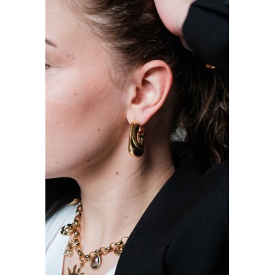 BOUCLES CREOLES TORSADEES ACIER INOXYDABLE GOLD PETIT PRIX