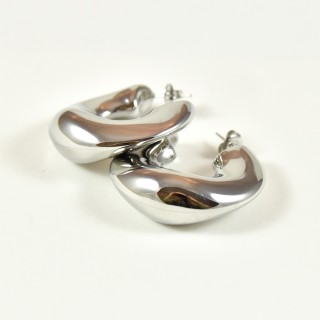 BOUCLES CREOLES TORSADEES ACIER INOXYDABLE SILVER PETIT PRIX