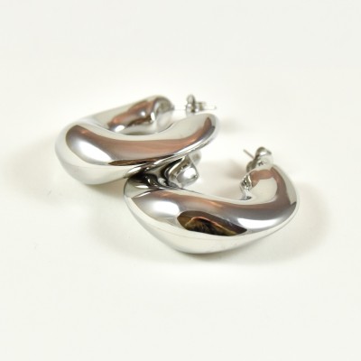 BOUCLES CREOLES TORSADEES ACIER INOXYDABLE SILVER PETIT PRIX