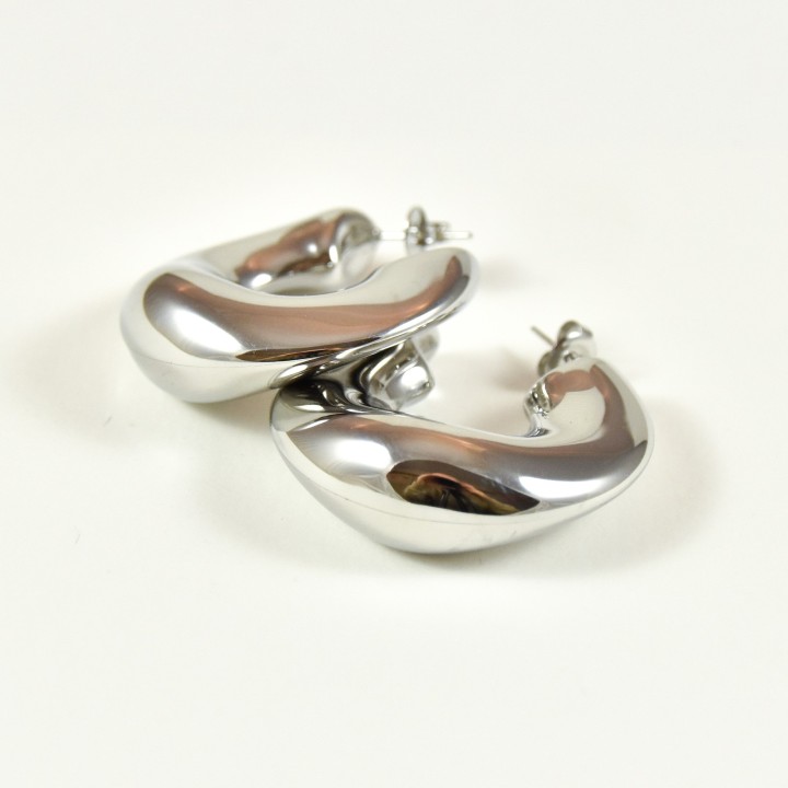 BOUCLES CREOLES TORSADEES ACIER INOXYDABLE SILVER PETIT PRIX