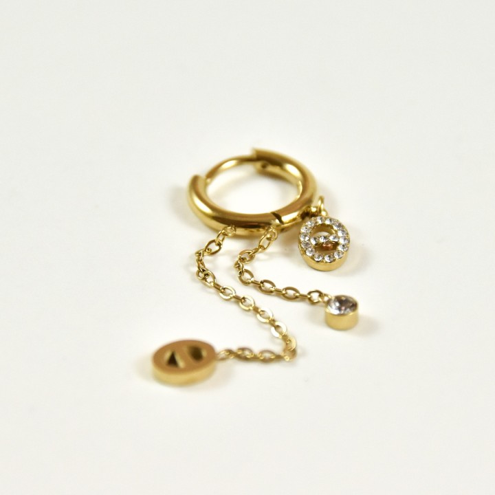 BOUCLE CHAINES MAILLON MARINE STRASS ACIER INOX GOLD PETIT PRIX