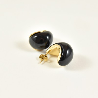BOUCLES PUCES NOIRES ACIER INOXYDABLE GOLD PETIT PRIX