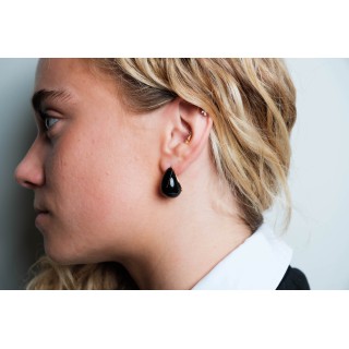 BOUCLES PUCES NOIRES ACIER INOXYDABLE GOLD PETIT PRIX