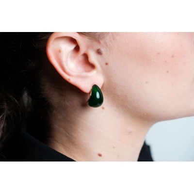 BOUCLES PUCES VERTES ACIER INOXYDABLE GOLD PETIT PRIX