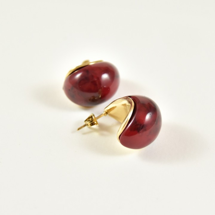 BOUCLES PUCES ROUGES ACIER INOXYDABLE GOLD PETIT PRIX