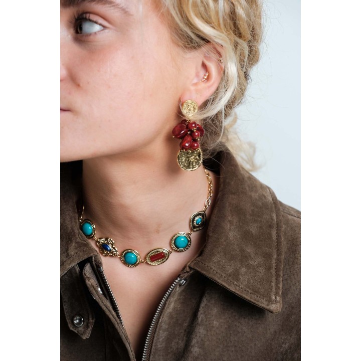 BOUCLES PUCES ROUGES ACIER INOXYDABLE GOLD PETIT PRIX