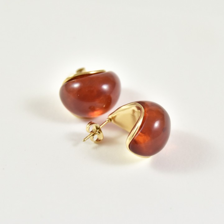 BOUCLES PUCES ORANGES ACIER INOXYDABLE GOLD PETIT PRIX