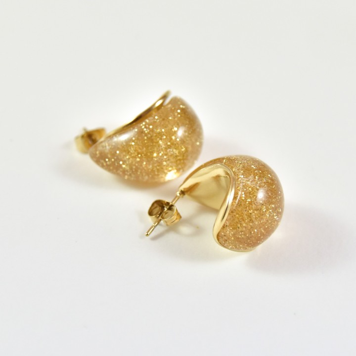 BOUCLES PUCES GOLD PAILLETTES ACIER INOXYDABLE GOLD PETIT PRIX