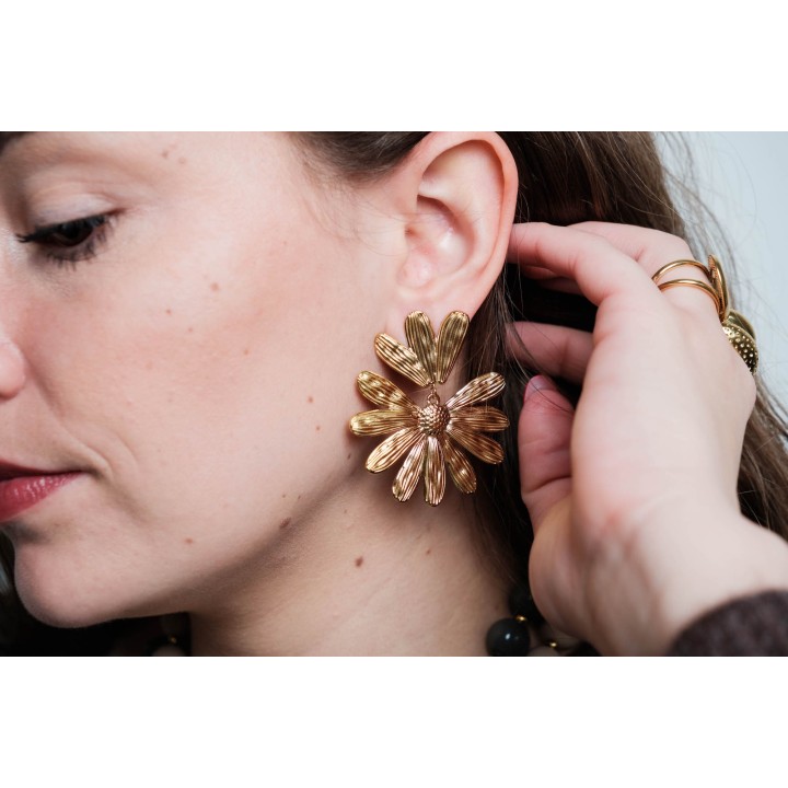 BOUCLES ANNEAUX ENTRELACES ACIER INOXYDABLE SILVER PETIT PRIX