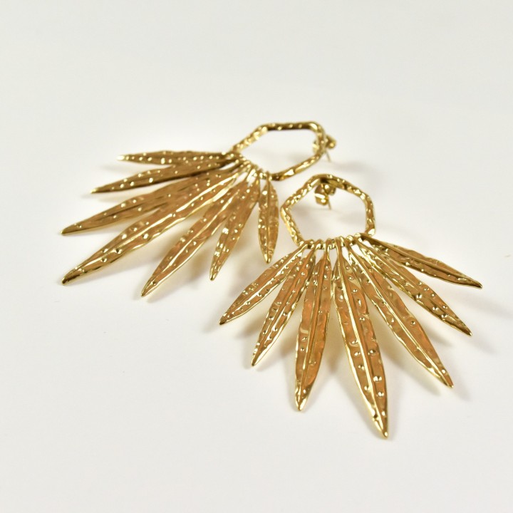 BOUCLES PLUMES MARTELEES ACIER INOXYDABLE GOLD PETIT PRIX