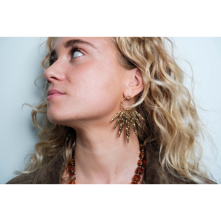 BOUCLES PLUMES MARTELEES ACIER INOXYDABLE GOLD PETIT PRIX