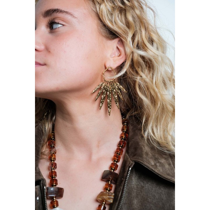 BOUCLES PLUMES MARTELEES ACIER INOXYDABLE GOLD PETIT PRIX