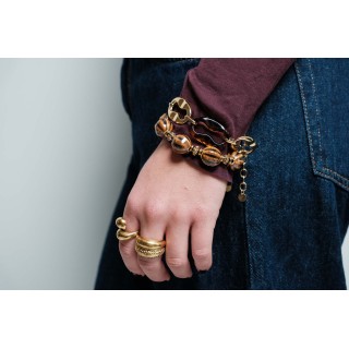 BAGUE RONDE MARTELEE ACIER INOXYDABLE GOLD PETIT PRIX