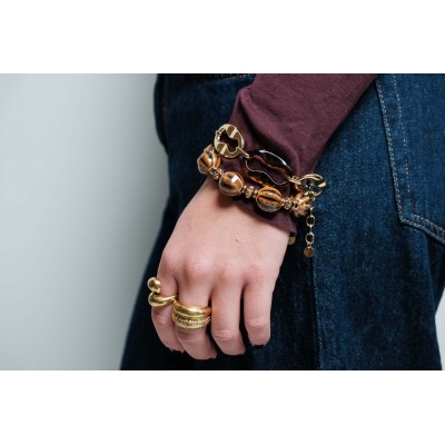 BAGUE OUVERTE EVASEE GOUTTE ACIER INOXYDABLE GOLD PETIT PRIX