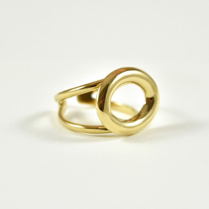 BAGUE ANNEAU DOUBLE OVALE ACIER INOXYDABLE GOLD PETIT PRIX