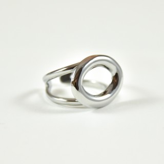 BAGUE ANNEAU DOUBLE OVALE ACIER INOXYDABLE SILVER PETIT PRIX