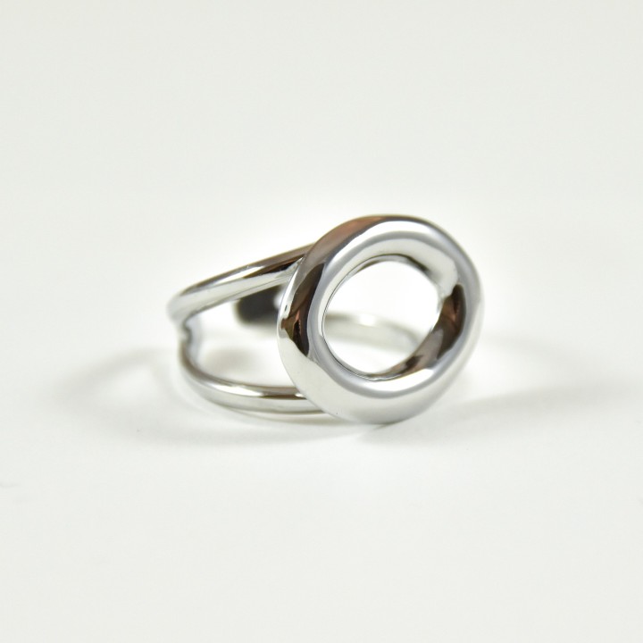 BAGUE ANNEAU DOUBLE OVALE ACIER INOXYDABLE SILVER PETIT PRIX
