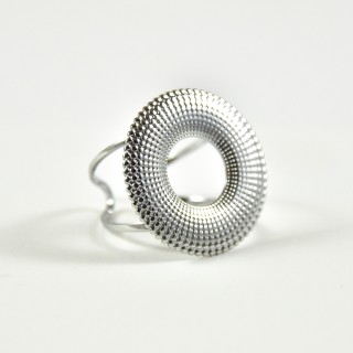 BAGUE ANNEAU DOUBLE RONDE PERLES ACIER INOXYDABLE SILVER PETIT PRIX