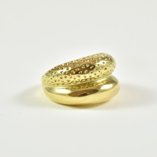 BAGUE DOUBLE MARTELEE LISSE ACIER INOXYDABLE GOLD PETIT PRIX