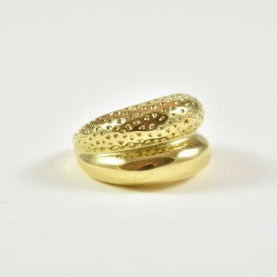 BAGUE DOUBLE MARTELEE LISSE ACIER INOXYDABLE GOLD PETIT PRIX