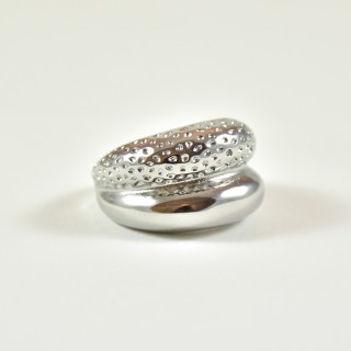 BAGUE DOUBLE MARTELEE LISSE ACIER INOXYDABLE SILVER PETIT PRIX