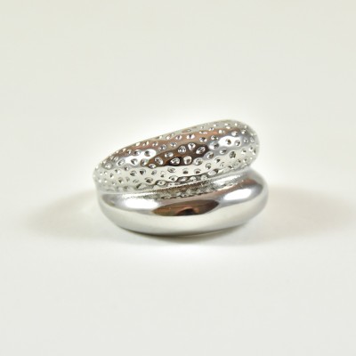 BAGUE DOUBLE MARTELEE LISSE ACIER INOXYDABLE SILVER PETIT PRIX