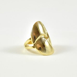 BAGUE RONDE STRIES ACIER INOXYDABLE GOLD PETIT PRIX