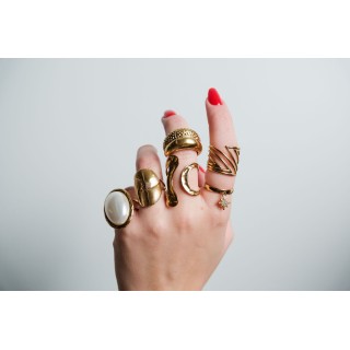 BAGUE RONDE MARTELEE ACIER INOXYDABLE GOLD PETIT PRIX