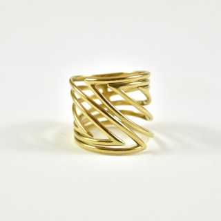 BAGUE RONDE MARTELEE ACIER INOXYDABLE GOLD PETIT PRIX