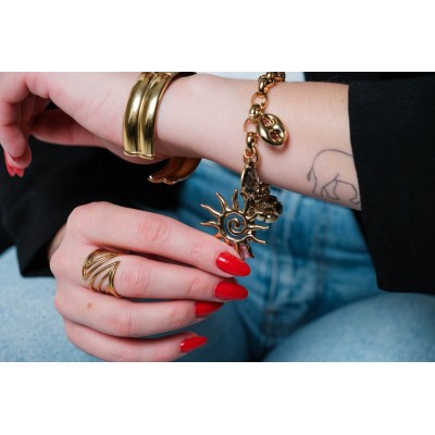 BAGUE RONDE MARTELEE ACIER INOXYDABLE GOLD PETIT PRIX