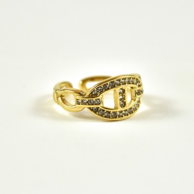 BAGUE RONDE MARTELEE ACIER INOXYDABLE GOLD PETIT PRIX