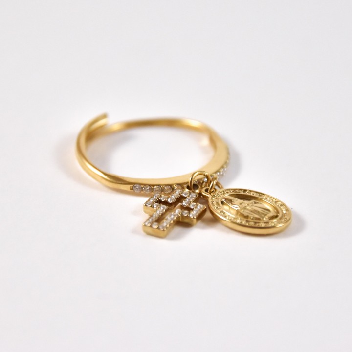 BAGUE RONDE MARTELEE ACIER INOXYDABLE GOLD PETIT PRIX