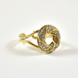 BAGUE RONDE STRIEE STRASS ACIER INOXYDABLE GOLD PETIT PRIX