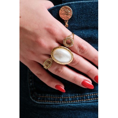 BAGUE RONDE MARTELEE ACIER INOXYDABLE GOLD PETIT PRIX