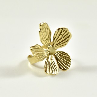 BAGUE RONDE MARTELEE ACIER INOXYDABLE GOLD PETIT PRIX