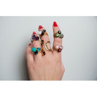 BAGUE RONDE MARTELEE ACIER INOXYDABLE GOLD PETIT PRIX