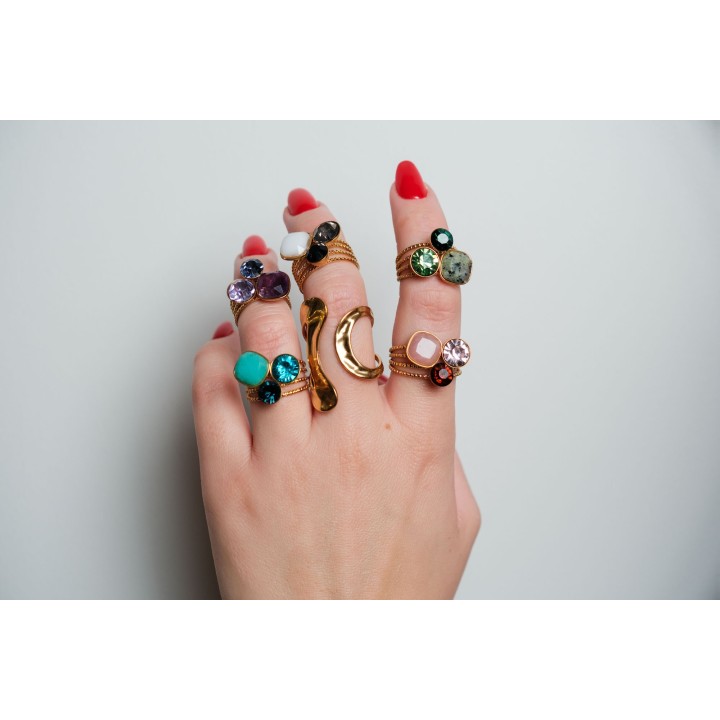 BAGUE RONDE MARTELEE ACIER INOXYDABLE GOLD PETIT PRIX