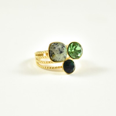 BAGUE RONDE MARTELEE ACIER INOXYDABLE GOLD PETIT PRIX