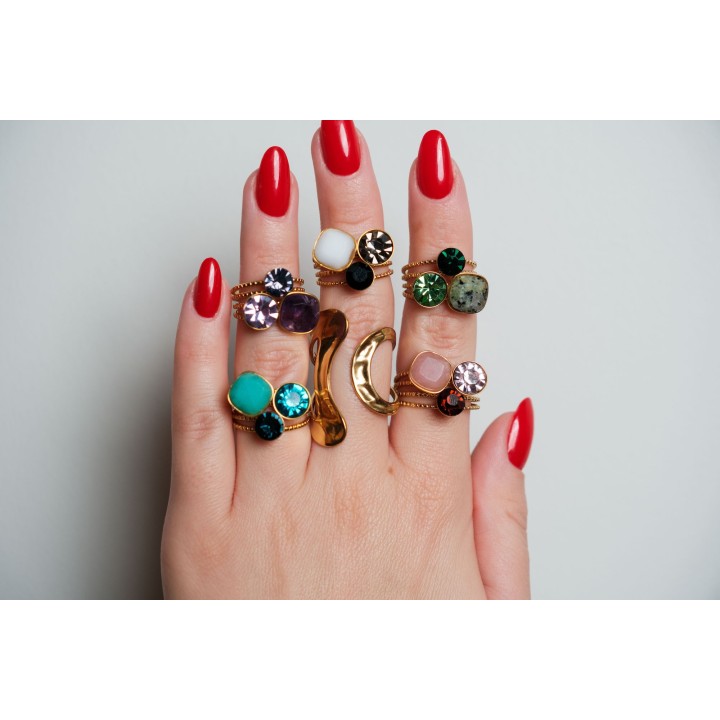 BAGUE RONDE MARTELEE ACIER INOXYDABLE GOLD PETIT PRIX