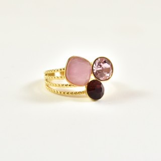 BAGUE RONDE MARTELEE ACIER INOXYDABLE GOLD PETIT PRIX