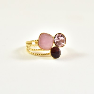 BAGUE RONDE MARTELEE ACIER INOXYDABLE GOLD PETIT PRIX