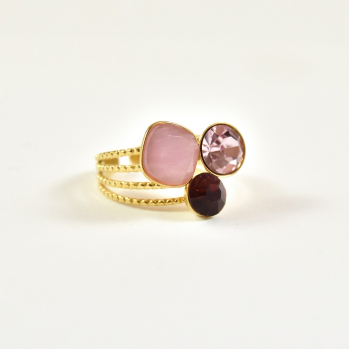 BAGUE RONDE MARTELEE ACIER INOXYDABLE GOLD PETIT PRIX