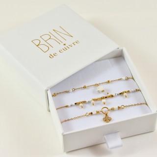 COFFRET CADEAU BRACELETS NUMERO 2 BRIN DE CUIVRE ACIER INOX SILVER