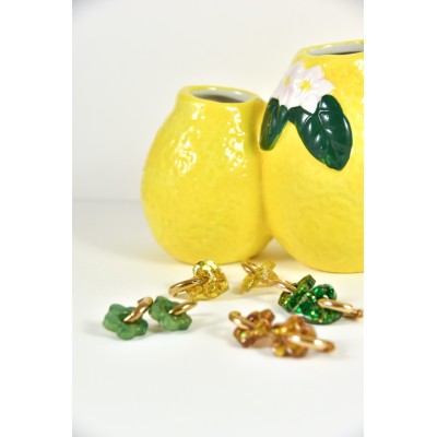 BOUCLES CREOLES COEUR RESINE JAUNE CREATION ACIER INOX GOLD PETIT PRIX