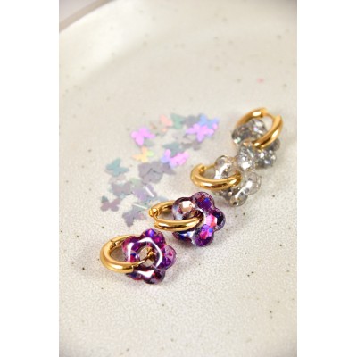 BOUCLES ANNEAUX ENTRELACES ACIER INOXYDABLE SILVER PETIT PRIX