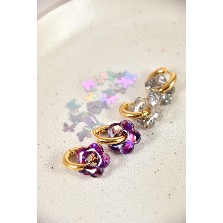 BOUCLES ANNEAUX ENTRELACES ACIER INOXYDABLE SILVER PETIT PRIX