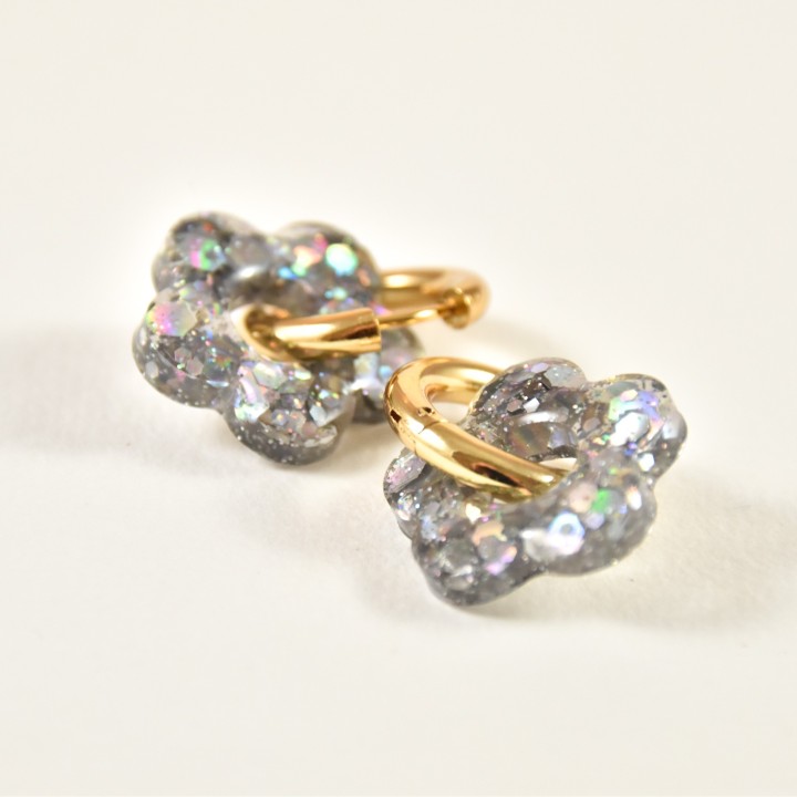 BOUCLES ANNEAUX ENTRELACES ACIER INOXYDABLE SILVER PETIT PRIX