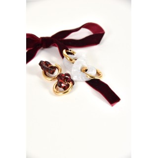 BOUCLES CREOLES COEUR RESINE BLANC CREA ACIER INOX GOLD PETIT PRIX